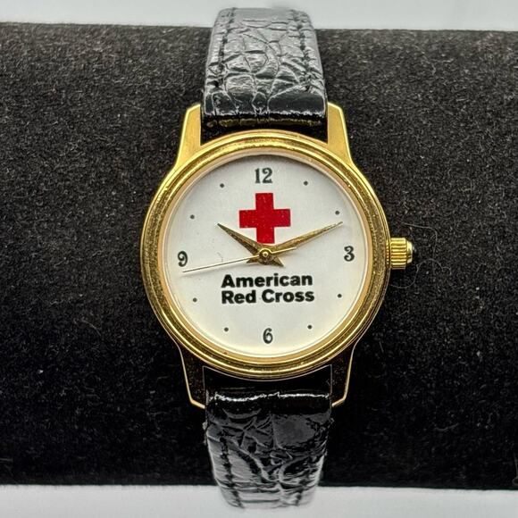 Vintage Black Red Cross Watch - Picture 1 of 7